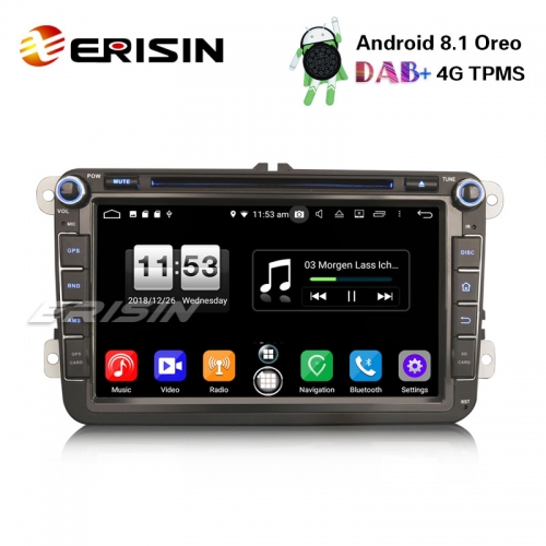 Erisin ES7615V 8" DAB + Android 8.1 Автомобильный стерео OPS DVD OBD для VW Passat Golf Tiguan Eos Seat Skoda