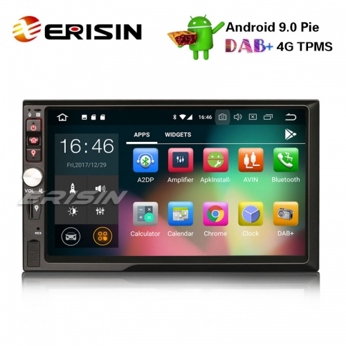 Erisin ES4841U 7" Двойной 2 Din Android 9.0 Автомобильный стерео GPS WiFi WiFi DAB + DVR DTV Bluetooth OBDII Sat Nav