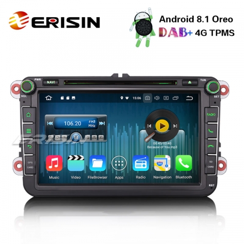 Erisin ES3645V 8" DAB+ Android 8.1 Car Stereo DVD GPS For VW Golf Passat Tiguan Polo Jetta Sat Nav SWC