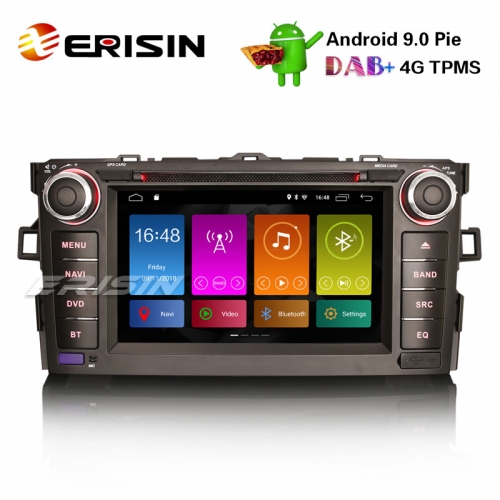 Erisin ES2917A 7" Android 9.0 Автомагнитола DAB + GPS Wi-Fi SWC TPMS DVB-T2 TOYOTA AURIS 2007-12 Navi CD