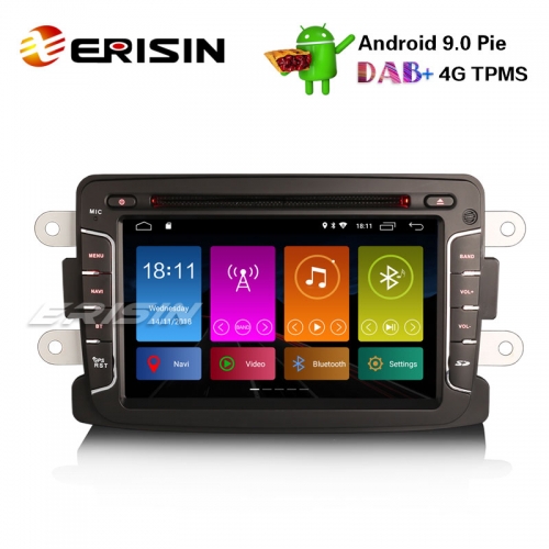 Erisin ES2929D 7" Android 9.0 Автомобильный DVD DAB + TPMS GPS Navi 4G Wifi Автомагнитола Renault Dacia Duster Logan Lodgy Sandero