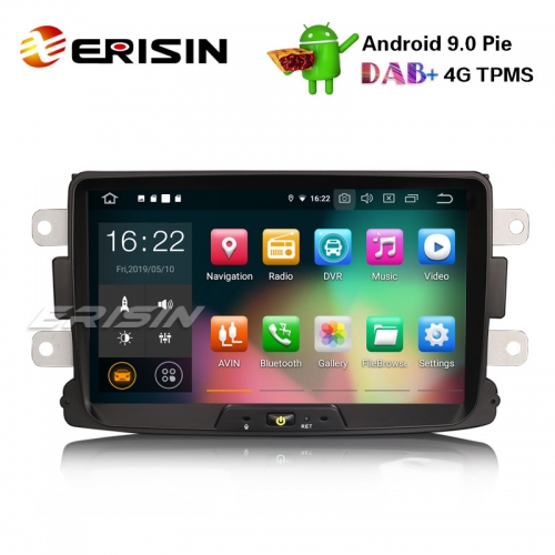 Erisin ES7929D 8" Android 9.0 Автомобильный GPS Sat Nav DAB + DVR Рено Дачия Дастер Логан Сандеро Доккер