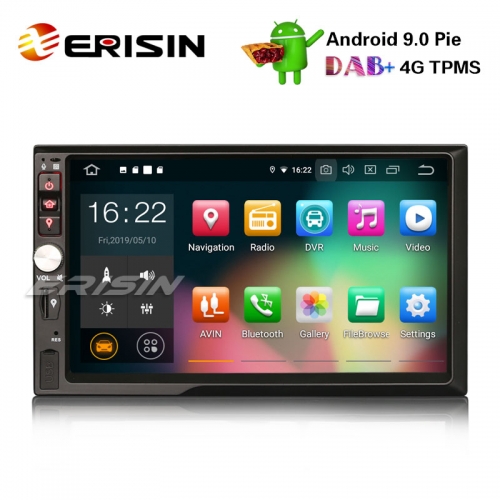 Erisin ES7941U 7" HD Double Din Android 9.0 Автомобильный стерео GPS Satnav WiFi TPMS DAB + DVR DTV-IN OBD2