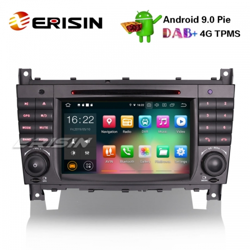 Erisin ES7969C 7" Android 9.0 Автомобильный стерео DAB + GPS SatNav DVD SD Mercedes Benz C / CLK Класс W203 W209