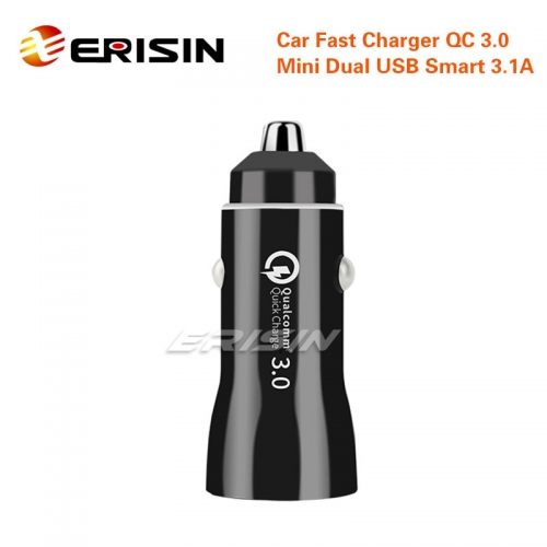 Erisin ES052 Quick Car Charger QC 3.0 Travel Dual USB 3.1A For iPhone Android ABS+PC Vechicle