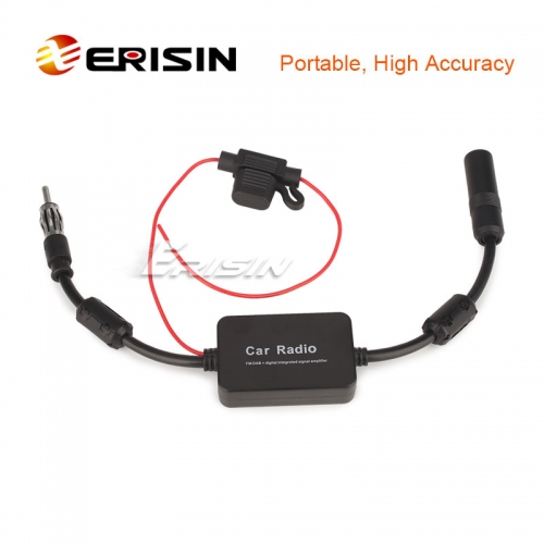 Erisin ES162 FM/AM Усилитель сигнала Противопомеховая автомобильная радиоантенна Универсальный радиоусилитель Din Type