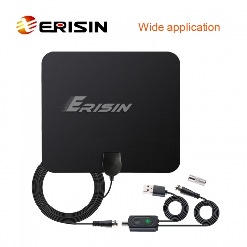 Erisin ES163 Комнатная цифровая телевизионная антенна Антенна Приемник сигнала HDTV Усиленный 50 миль 4K 1080P DVB-T2 Freeview VHF UHF 360 °