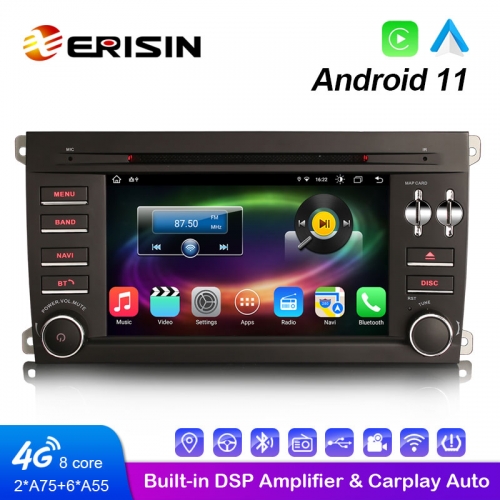 Автомобильный DVD-плеер Erisin ES8614P, 7 дюймов, Octa-Core, Android 11,0, GPS, беспроводной, CarPlay и Auto, 4G, Wi-Fi, DSP, стерео для Porsche Cayen