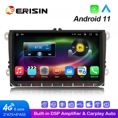 Автомобильный мультимедийный плеер Erisin ES8691V, 9 дюймов, Android 11.0, встроенный 4G, Wi-Fi, CarPlay и автомобильное радио, GPS-система для VW Cad