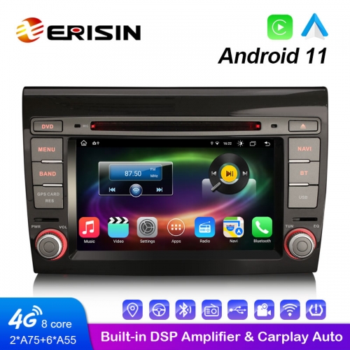 Erisin ES8671F Octa-Core Android 11.0 Автомобильный DVD-плеер GPS для FIAT BRAVO Wireless CarPlay &amp; Auto 4G WiFi DSP Стерео DTV TPMS