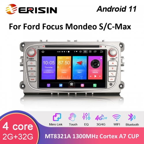Erisin ES2709FS 7" DSP Android 11.0 Car Radio DVD Player Wireless Apple Carplay DAB+ GPS Navi For FORD Mondeo Focus S-Max C-Max Galaxy