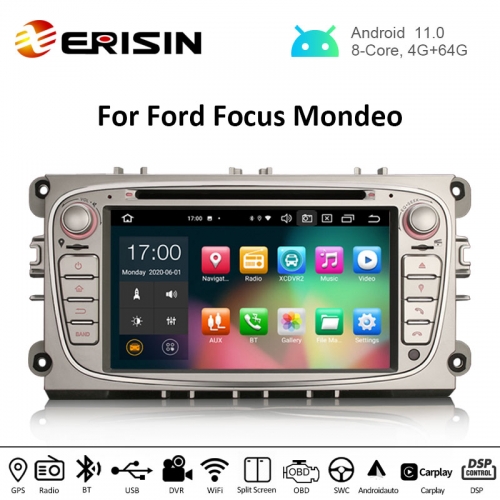 Erisin ES8109FS 7" PX5 64G Android 11.0 Car DVD CarPlay & Auto GPS TPMS DAB+ DSP for Ford Mondeo Focus Galaxy S-MAX C-MAX