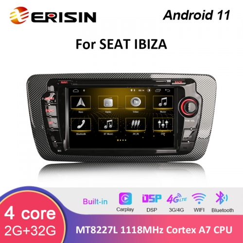 Erisin ES3122S 7" Android 11.0 Auto Car Radio GPS Navigation for SEAT IBIZA DSP Carplay DAB+ TPMS OBD