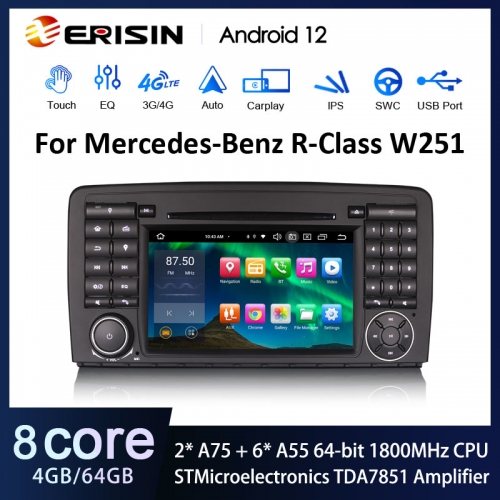 Erisin ES8581R 7" DSP Android 12.0 Car DVD CarPlay & Auto GPS For Benz R-Class W251 R280/R300/R320/R350/R500/R63 AMG 4G SIM IPS BT5.0