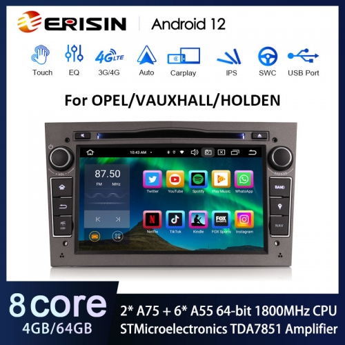 Erisin ES8560PG 7" IPS Android 12 Autoradio GPS Wireless CarPlay WiFi DAB+ Bluetooth OBD DSP Android Auto DTV For Opel Astra Combo Signum Corsa